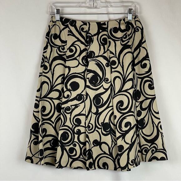 Talbots Black And Cream 100% Silk Pleated Party Event Skirt NWOT Size 4 - Picture 5 of 11